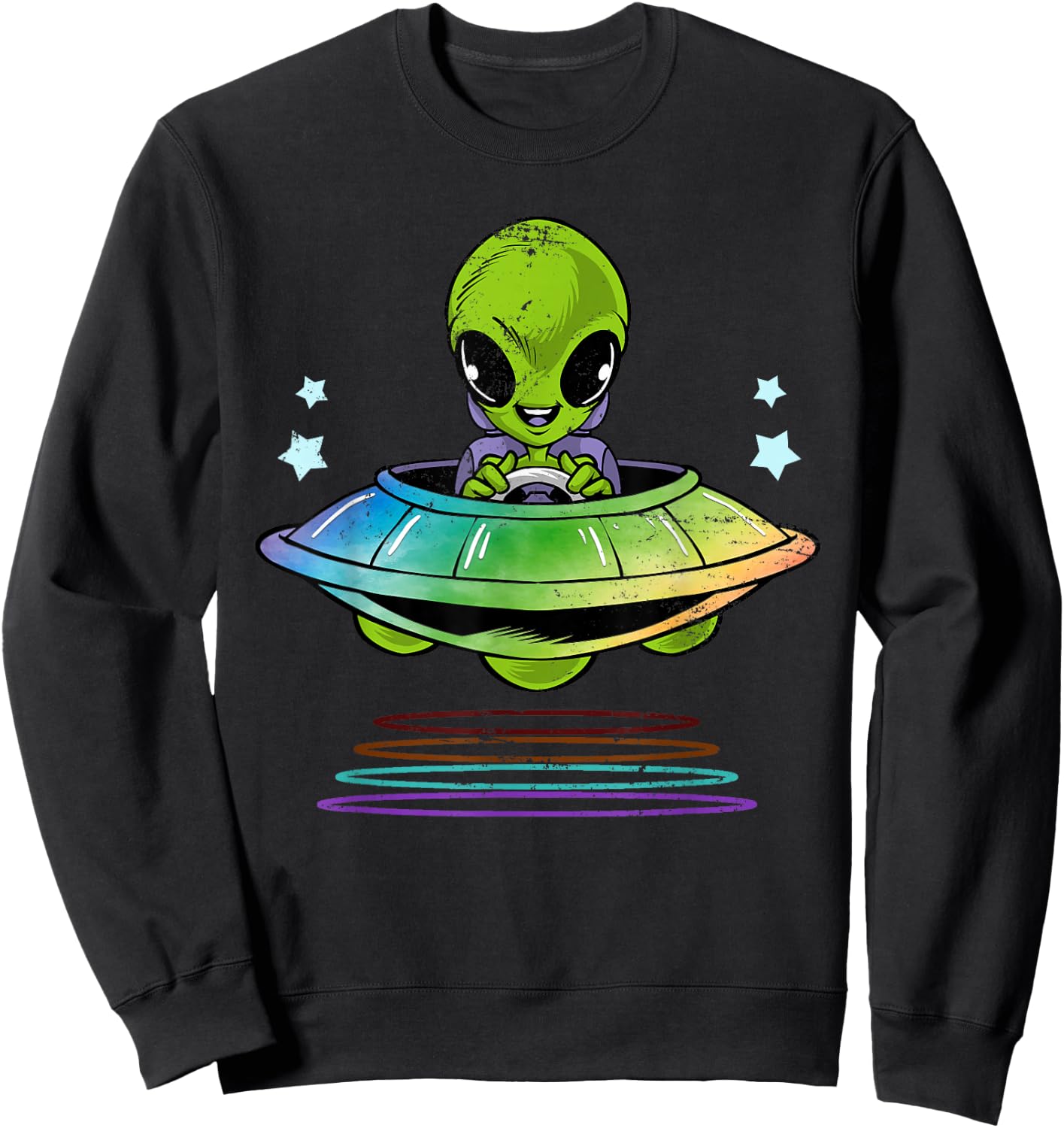 Kids Gift Cute UFO Alien Sweatshirt - Sweatshirt | Black