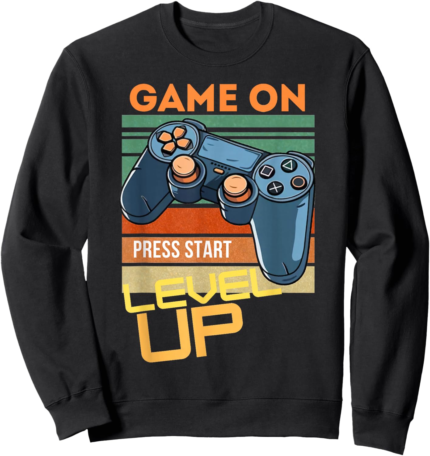 Game On Press Start Level Up Sweatshirt - Sweatshirt | Black