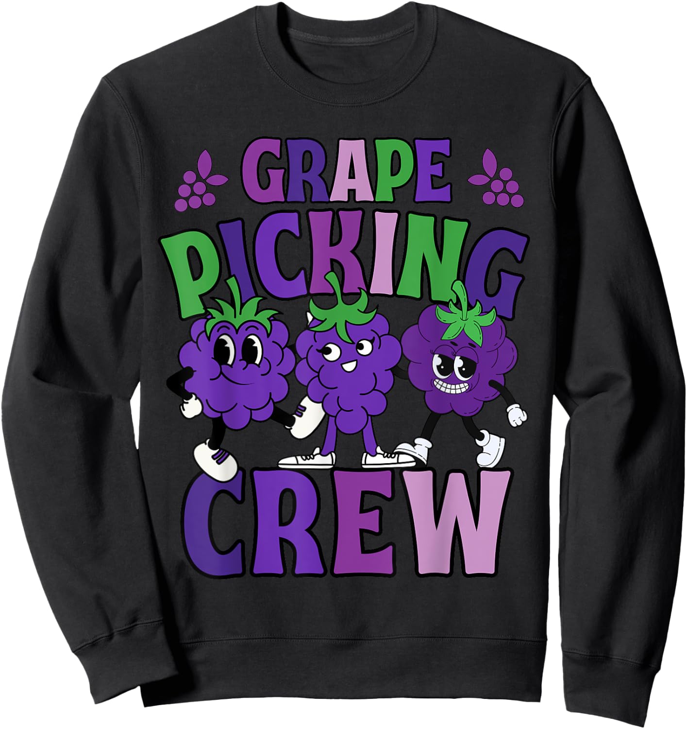 Funny Grape Picking Squad Crew Shirts Custom for Kids 2025 Sweatshirt - Sweatshirt | Black