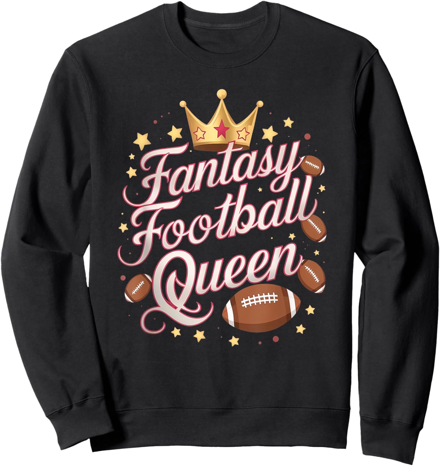 Fantasy Football Queen Funny Girls Sweatshirt - Sweatshirt | Black