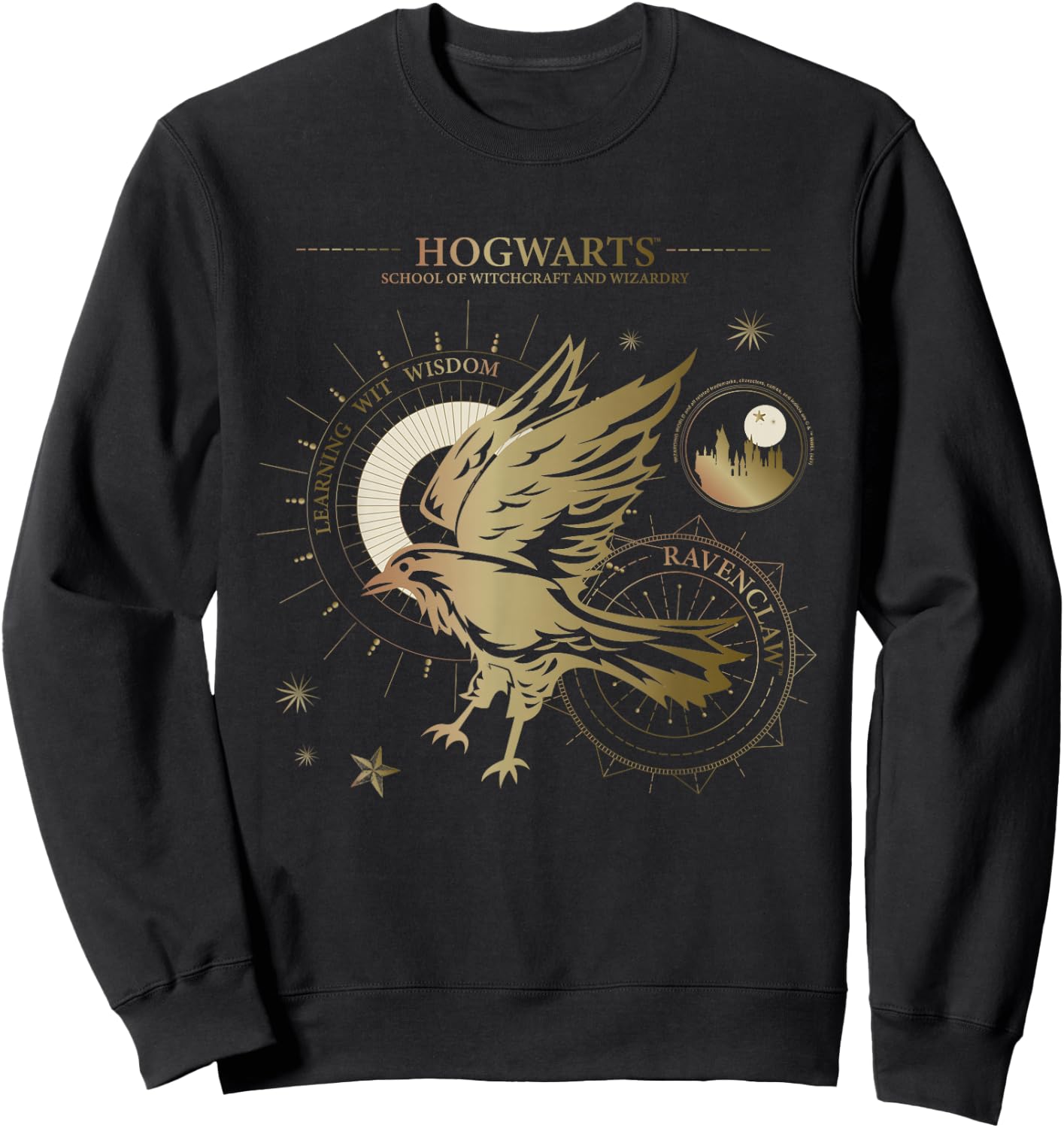 Popfunk Harry Potter Learning, Wit, Wisdom, Ravenclaw -Adults, Kids Blue Short Sleeve Sweatshirt - Sweatshirt | Black