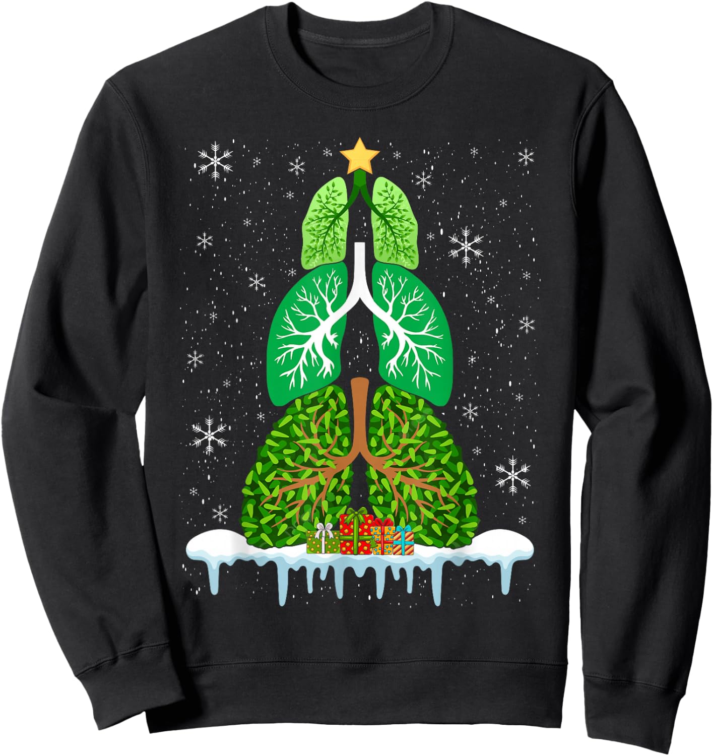 Lung Christmas Tree Respiratory Therapy Xmas Therapist Sweatshirt - Sweatshirt | Black
