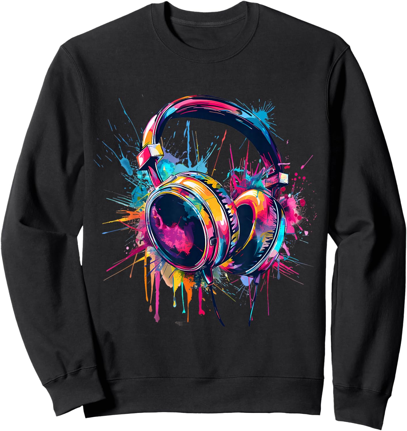 Headphones Music DJ Beatmaker Artwork Dance Music Splash Sweatshirt - Sweatshirt | Black