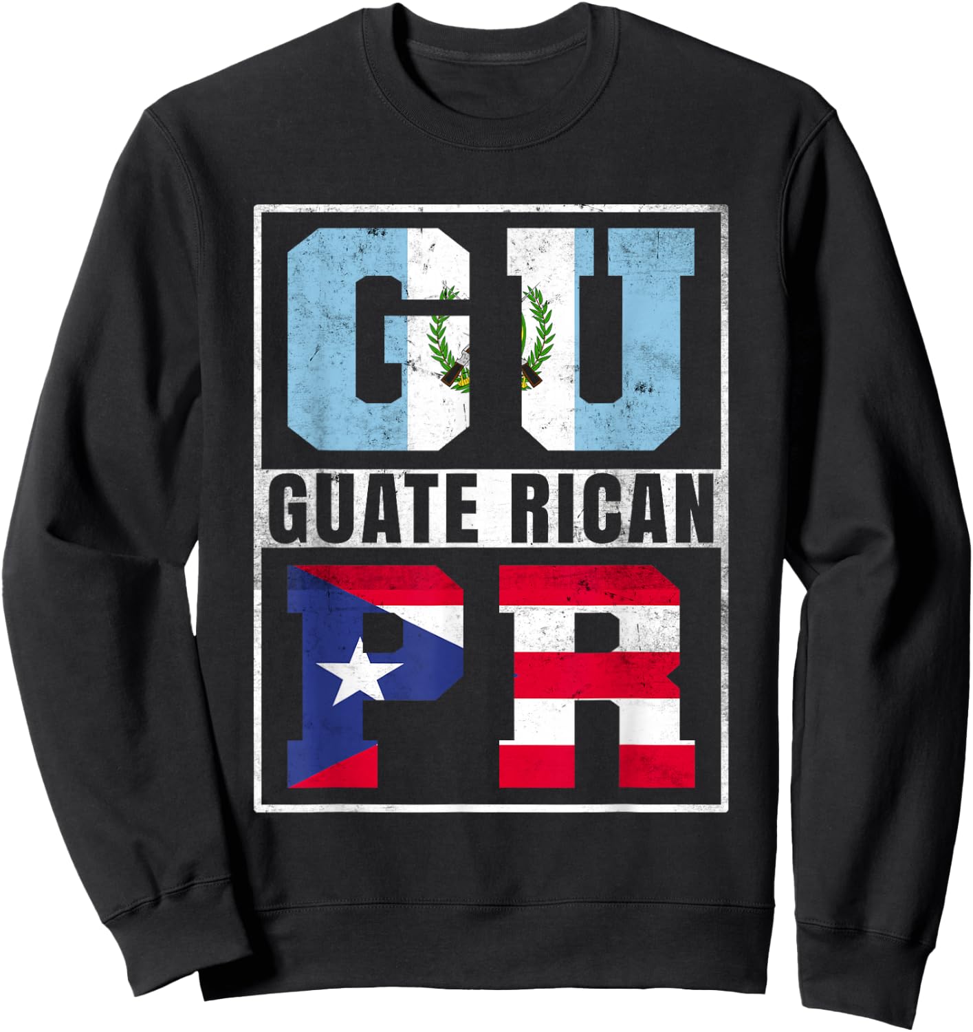 Guate Rican Roots Guatemala and Puerto Rico Mix Sweatshirt - Sweatshirt | Black