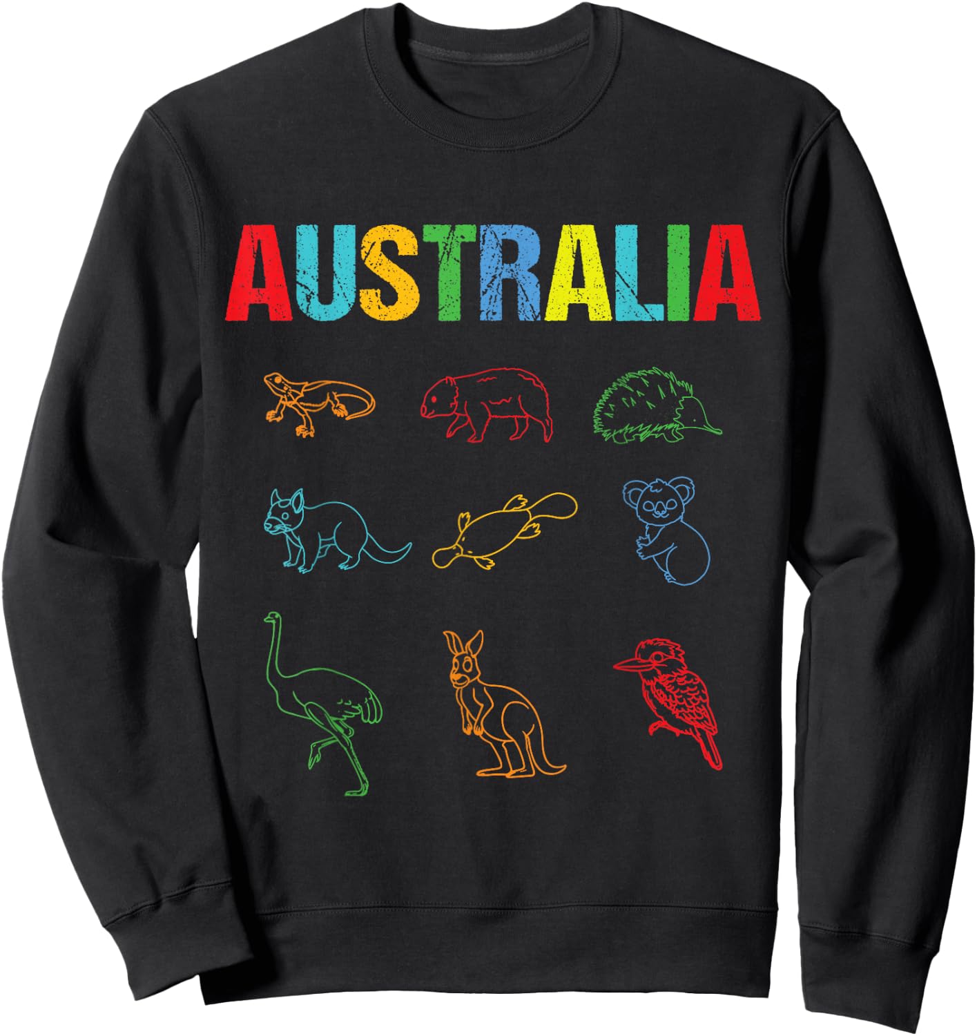 Animals Of Australia Australia Day Australian Kangaroo Sweatshirt - Sweatshirt | Black