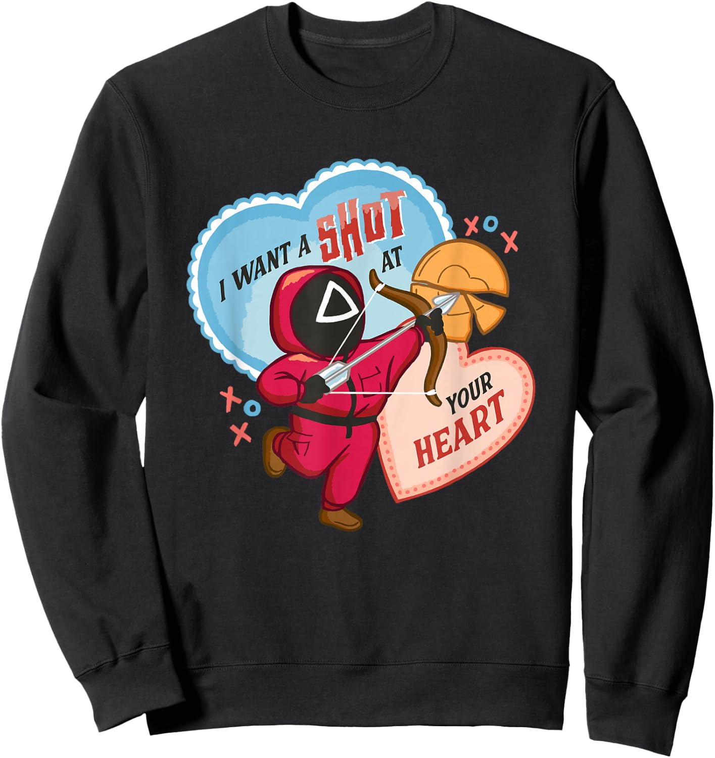 Squid Game Valentine's Day I Want a Shot At Your Heart Logo Sweatshirt - Sweatshirt | Black