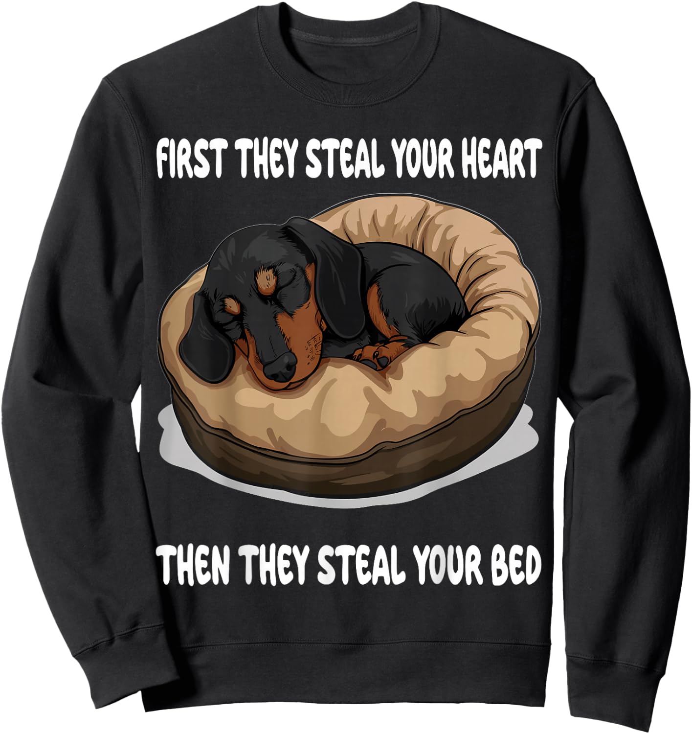 Dachshund Wiener Doxie Sleeping Pajamas Nightgown Sweatshirt - Sweatshirt | Black
