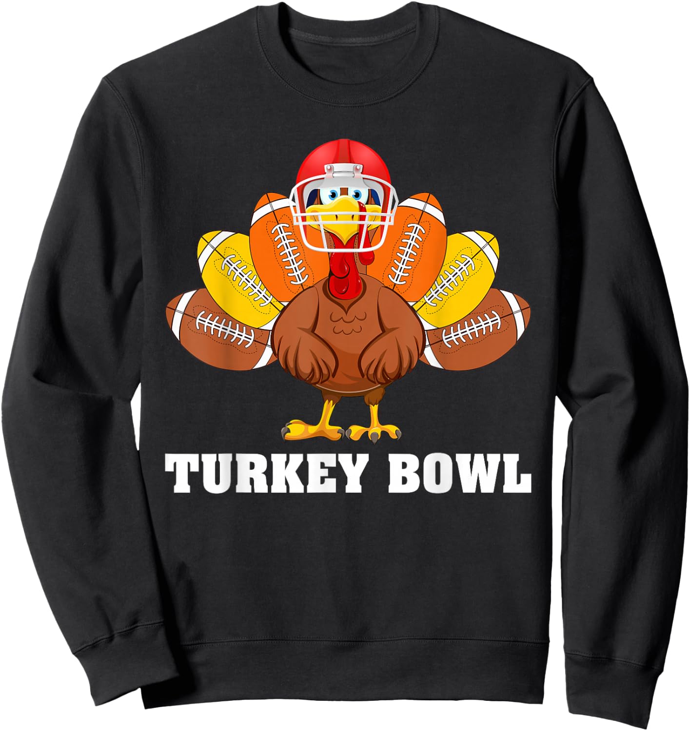 Funny Turkey American Football Bowl Thanksgiving Sweatshirt - Sweatshirt | Black