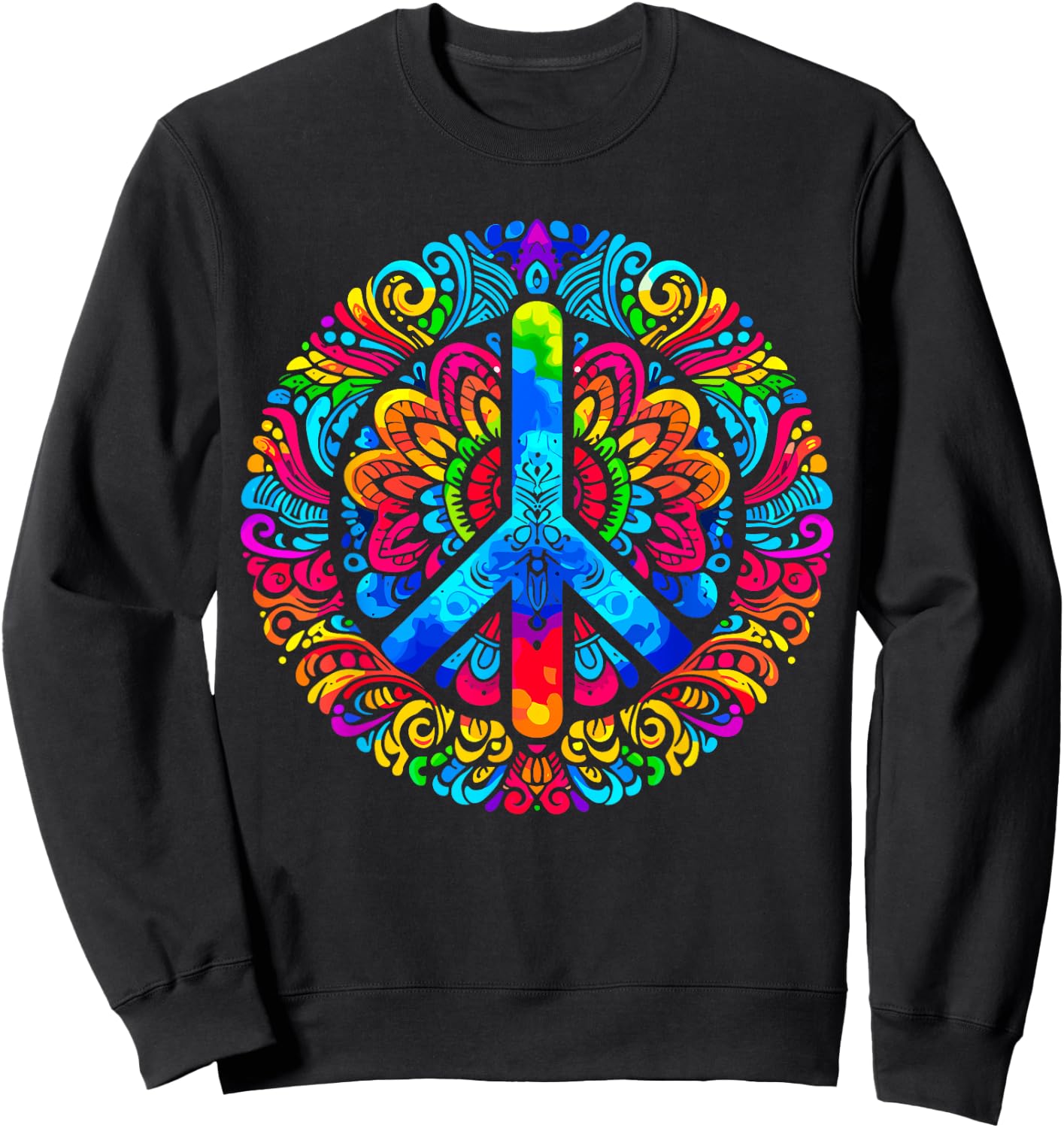 Peace Love Groovy Tie Dye Peace Sign Sweatshirt - Sweatshirt | Black