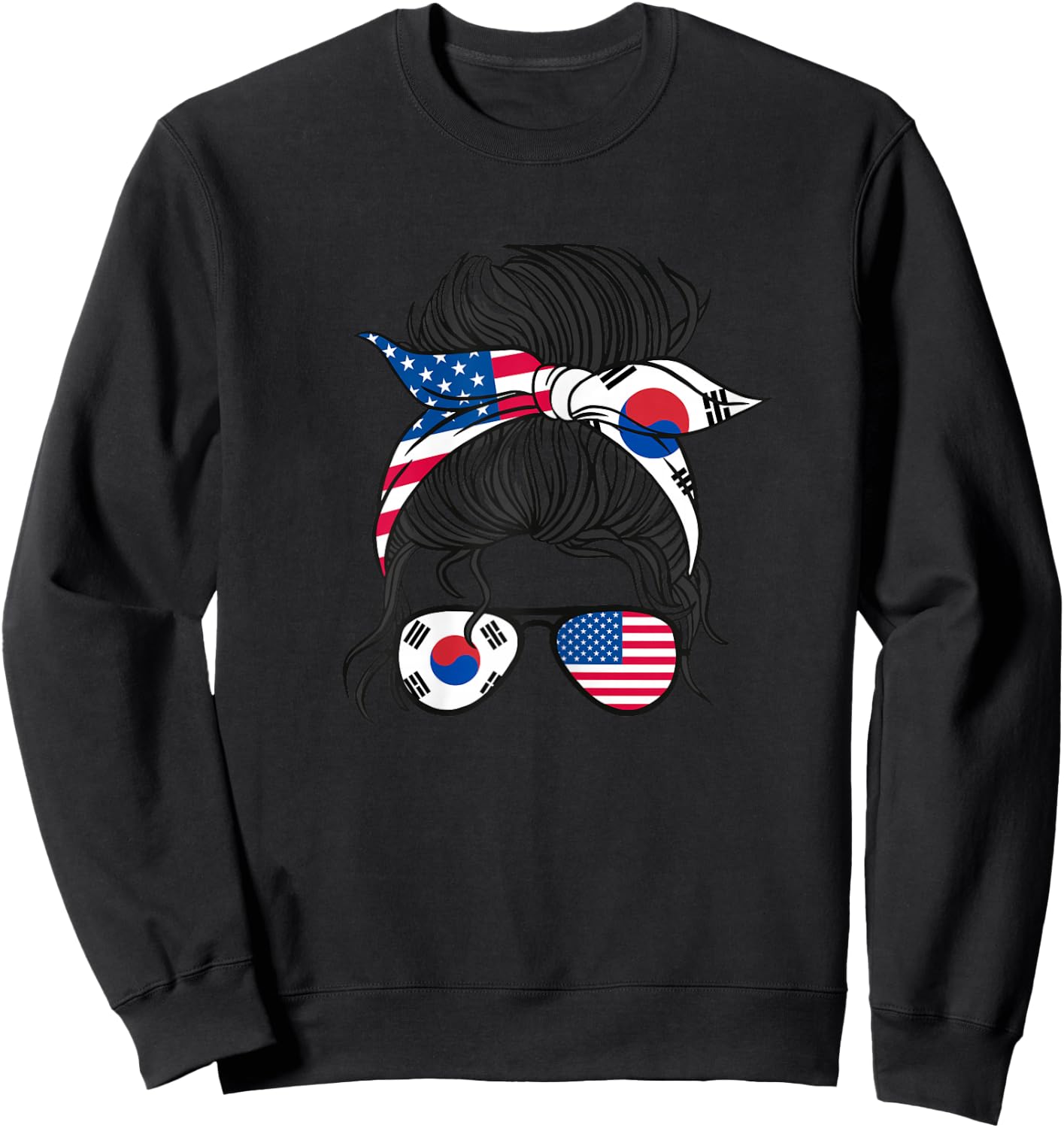 USA American south korean Girl Sweatshirt - Sweatshirt | Black