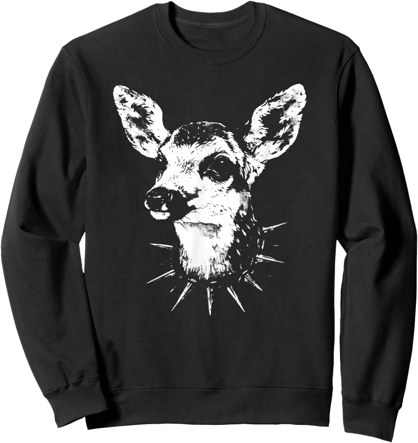 Funny Punk Deer Fawn | Weirdcore Goth Oddly Specific Grunge Sweatshirt - Sweatshirt | Black