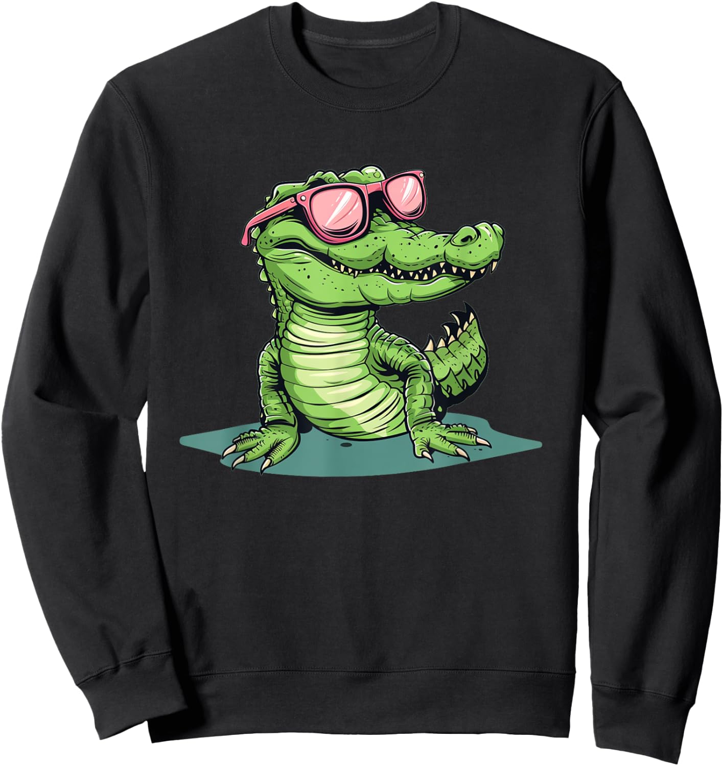 Funny pink Sunglasses Crocodile Sweatshirt - Sweatshirt | Black