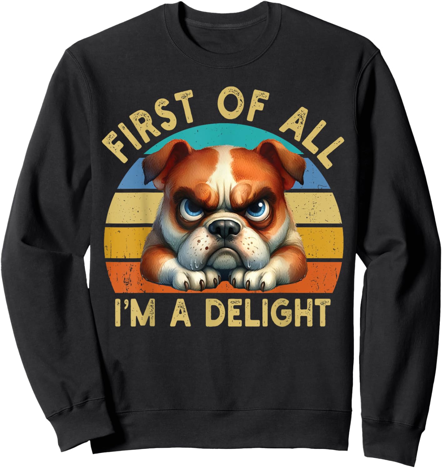 First Of All I'm A Delight Angry Funny Dog Lover Retro Sweatshirt - Sweatshirt | Black