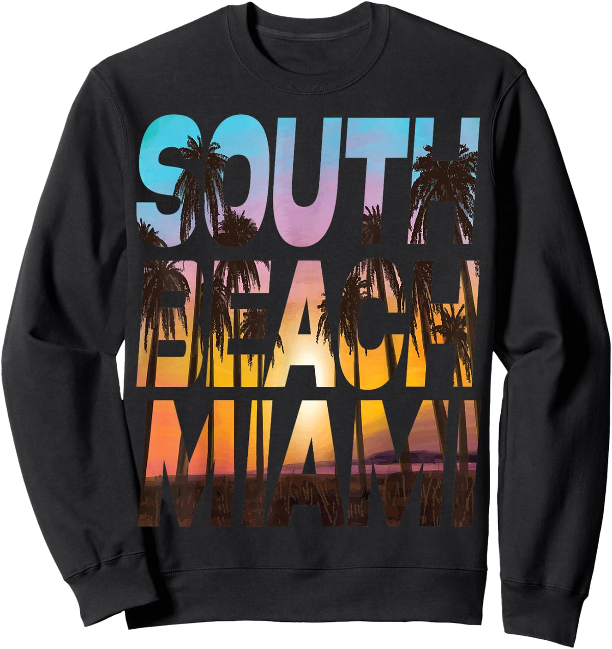 South Beach Miami Sunset - I Love Miami Beach Souvenir Sweatshirt - Sweatshirt | Black