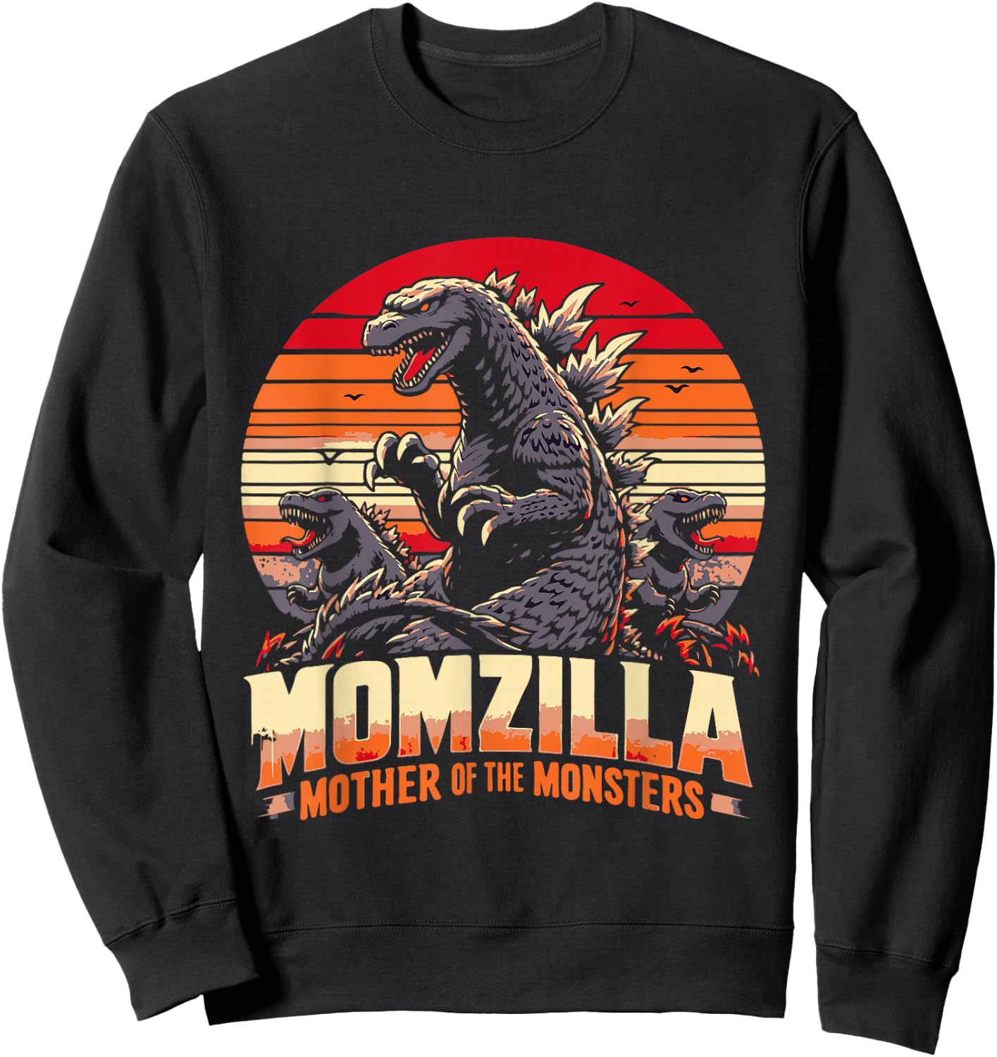 funny Momzilla Mother Of Monsters Retro birthday Mothers day Sweatshirt - Sweatshirt | Black