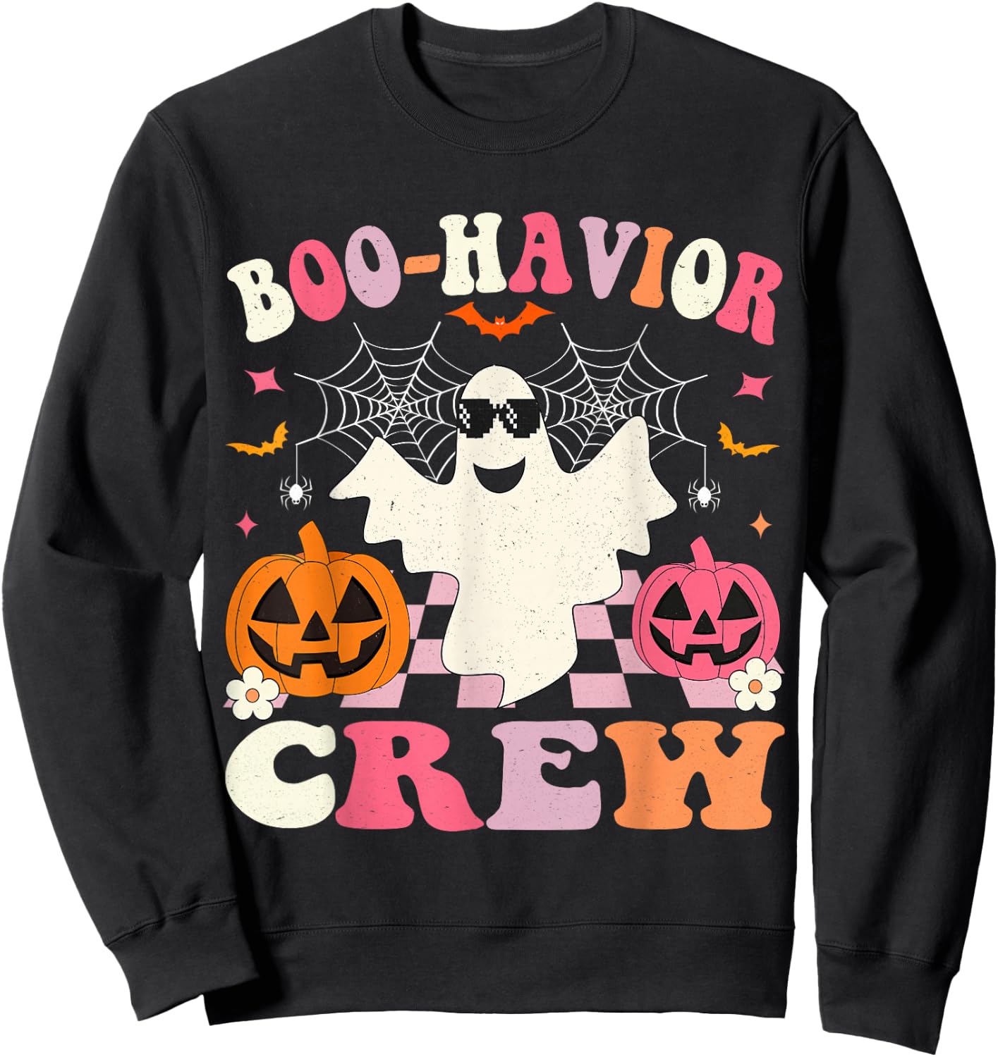 Behavior Analyst Halloween ABA Cute Ghost Boo-havior Crew Sweatshirt - Sweatshirt | Black