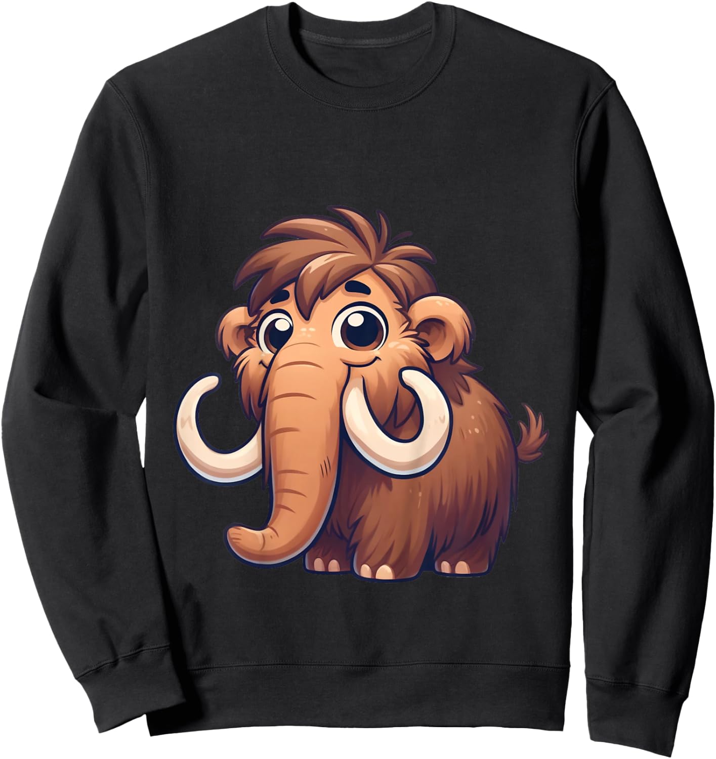 Toddlers Woolly Mammoth Cute Mammoth Cartoon Boys and Girls Sweatshirt - Sweatshirt | Black