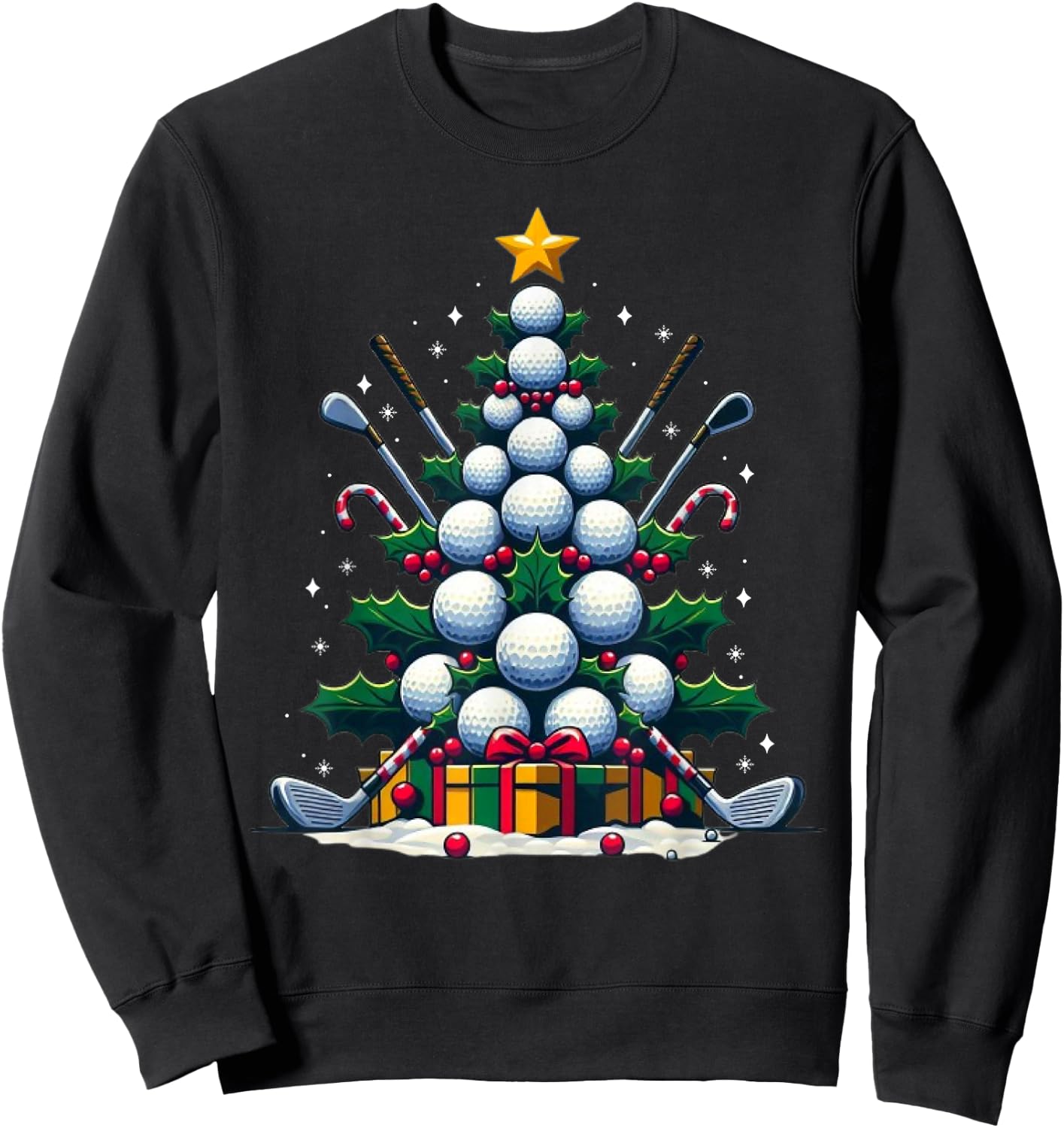 Golf Equipment Christmas Tree Christmas Golfer Women Men Sweatshirt - Sweatshirt | Black