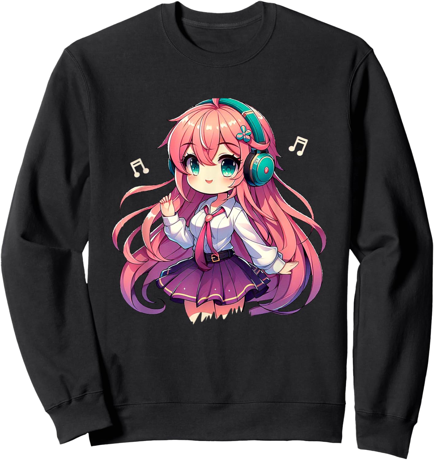 Kawaii Chibi Anime Girl Anime Merch Cute Japanese Manga Fan Sweatshirt - Sweatshirt | Black