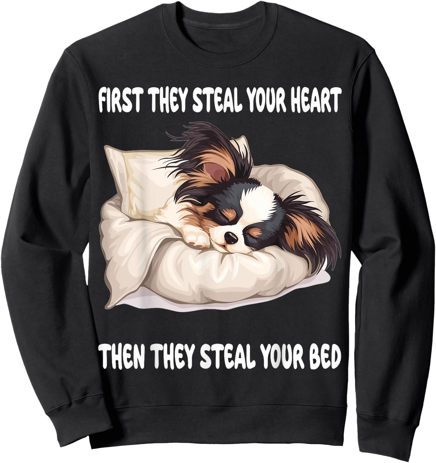 Papillon Sleeping Pajamas Nightgown Sweatshirt - Sweatshirt | Black