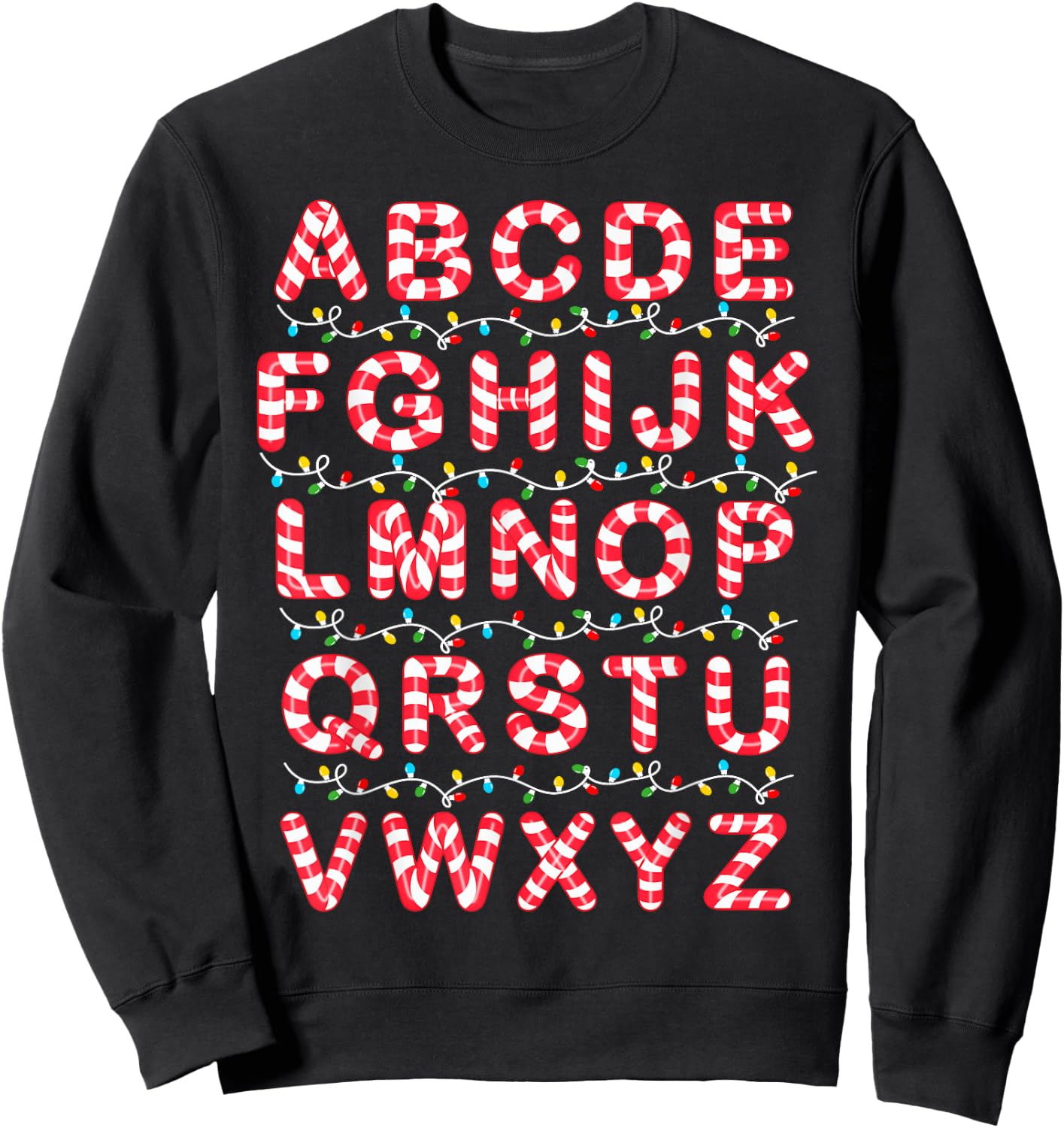Christmas Alphabet Candy Cane Pre-K Kindergarten Teacher Sweatshirt - Sweatshirt | Black
