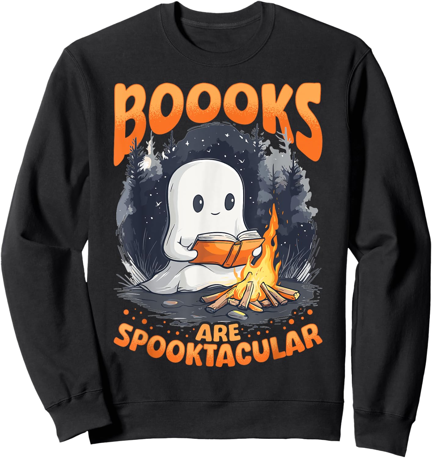 Funny Teacher Halloween Ghost Reading Book Animal Boooks Are Sweatshirt - Sweatshirt | Black
