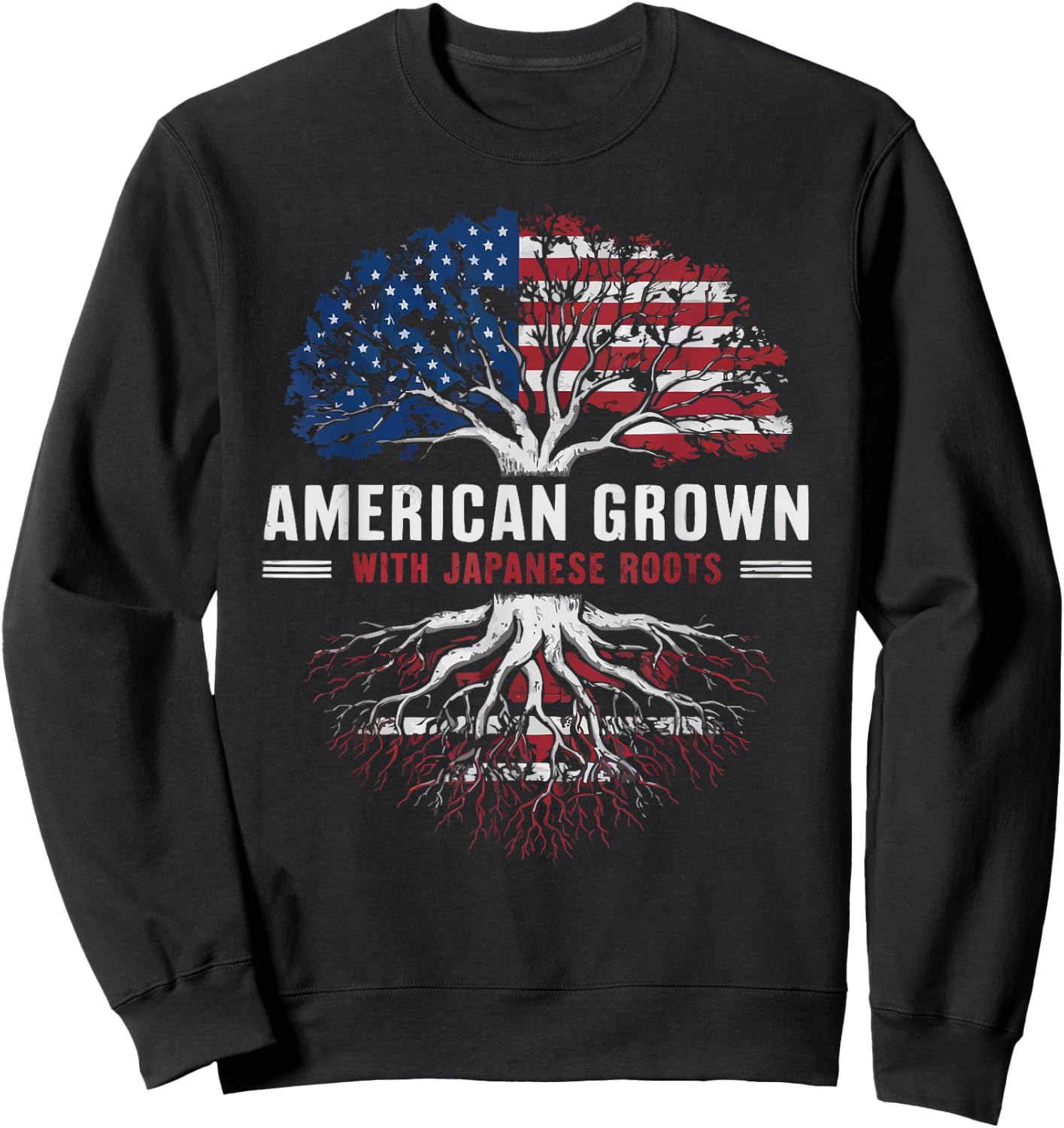Half Japanese Half American USA Flag Japan America Sweatshirt - Sweatshirt | Black