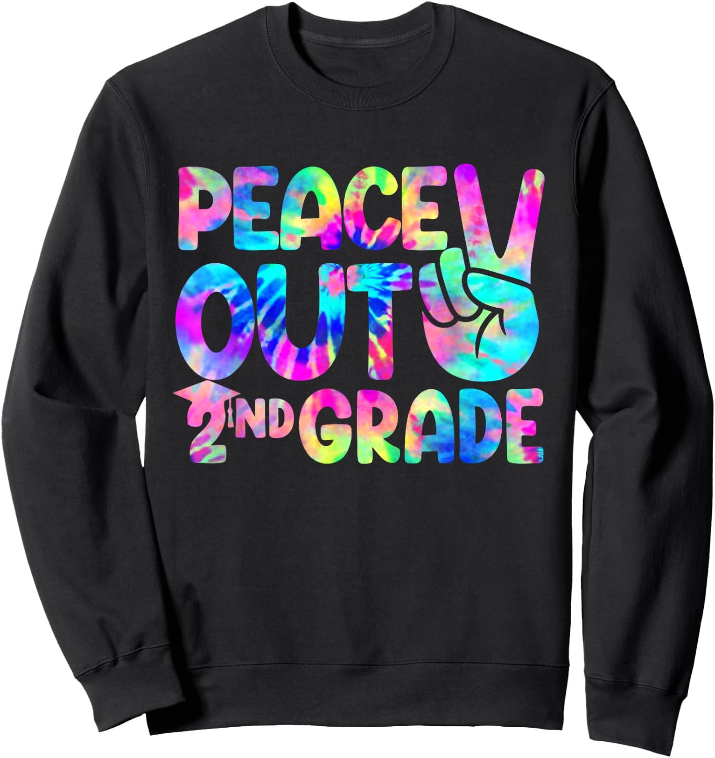 Peace Out 2nd Grade Happy Last Day Of School Tie Dye Kids Sweatshirt - Sweatshirt | Black