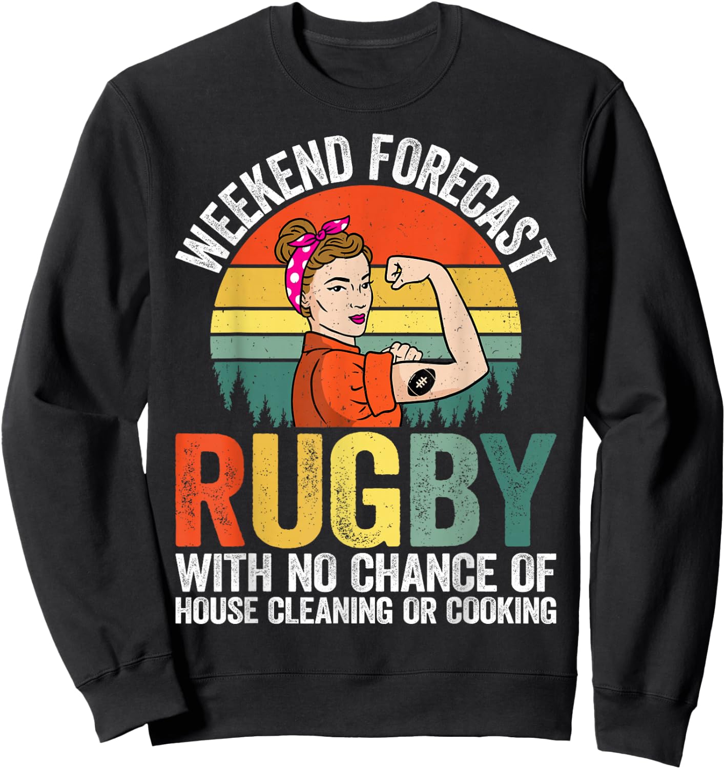 Retro Weekend Forecast Rugby - Rugby Football Gifts Sweatshirt - Sweatshirt | Black
