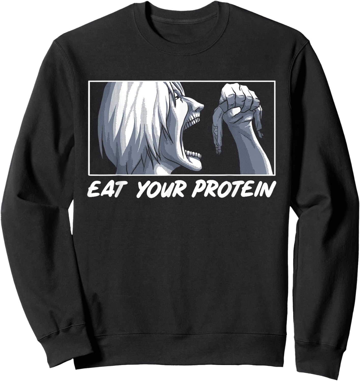 Eat Your Protein Anime Gym Manga Bodybuilding Fitness Anime Sweatshirt - Sweatshirt | Black