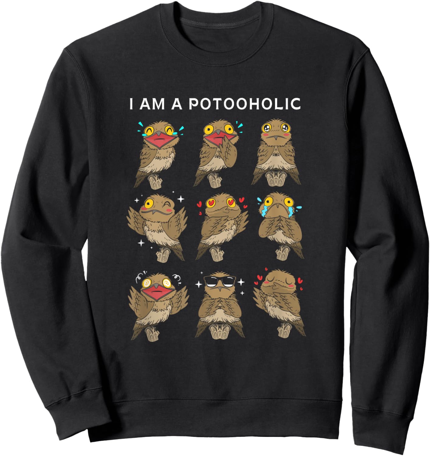 Funny Potoo Bird Watching Gifts For Potoos Lovers -Adult Classic Fit Black Short Sleeve Sweatshirt - Sweatshirt | Black