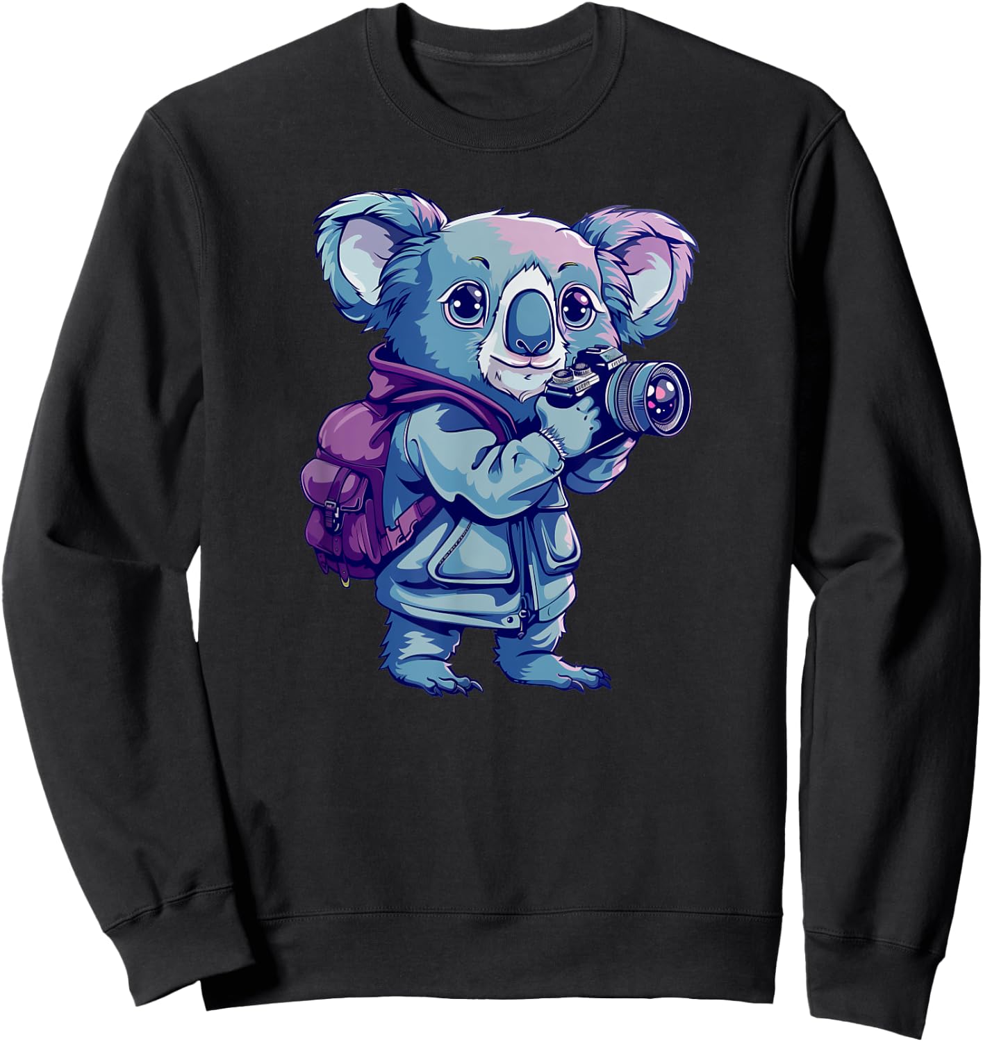 Koala With A Camera - Cute Koala Bear Photographer Sweatshirt - Sweatshirt | Black