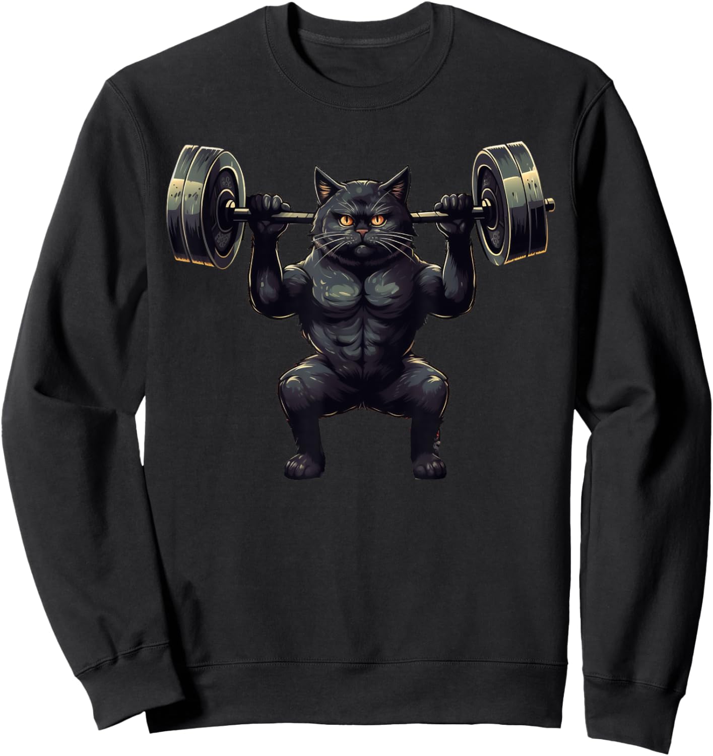 Black Cat Powerlifting Weightlifting Gym Workout Men Women Kids Sweatshirt - Sweatshirt | Black