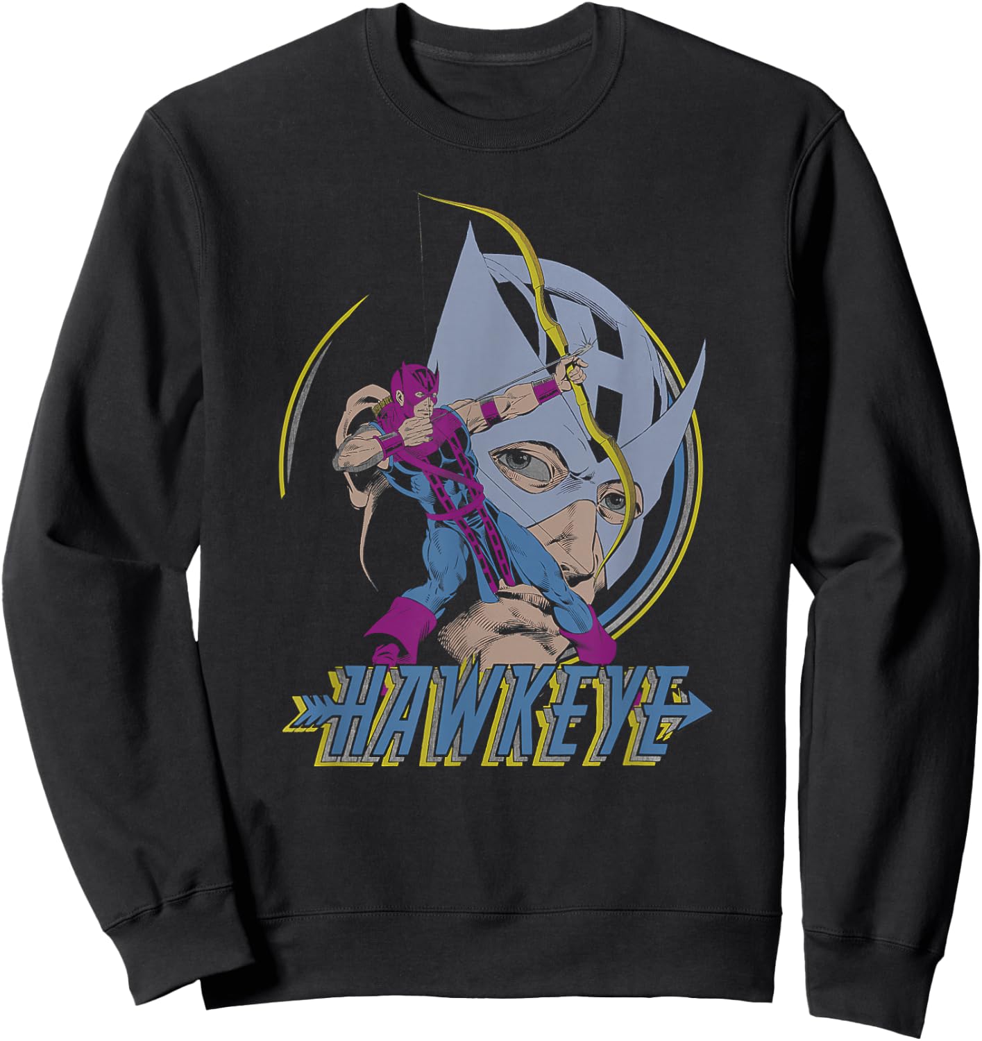 Marvel Comics Avengers Hawkeye Classic Ready Aim Fire Sweatshirt - Sweatshirt | Black