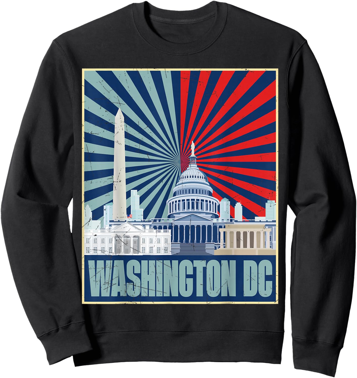 Retro Capitol Hill Washington DC American Flag 4th Of July Sweatshirt - Sweatshirt | Black