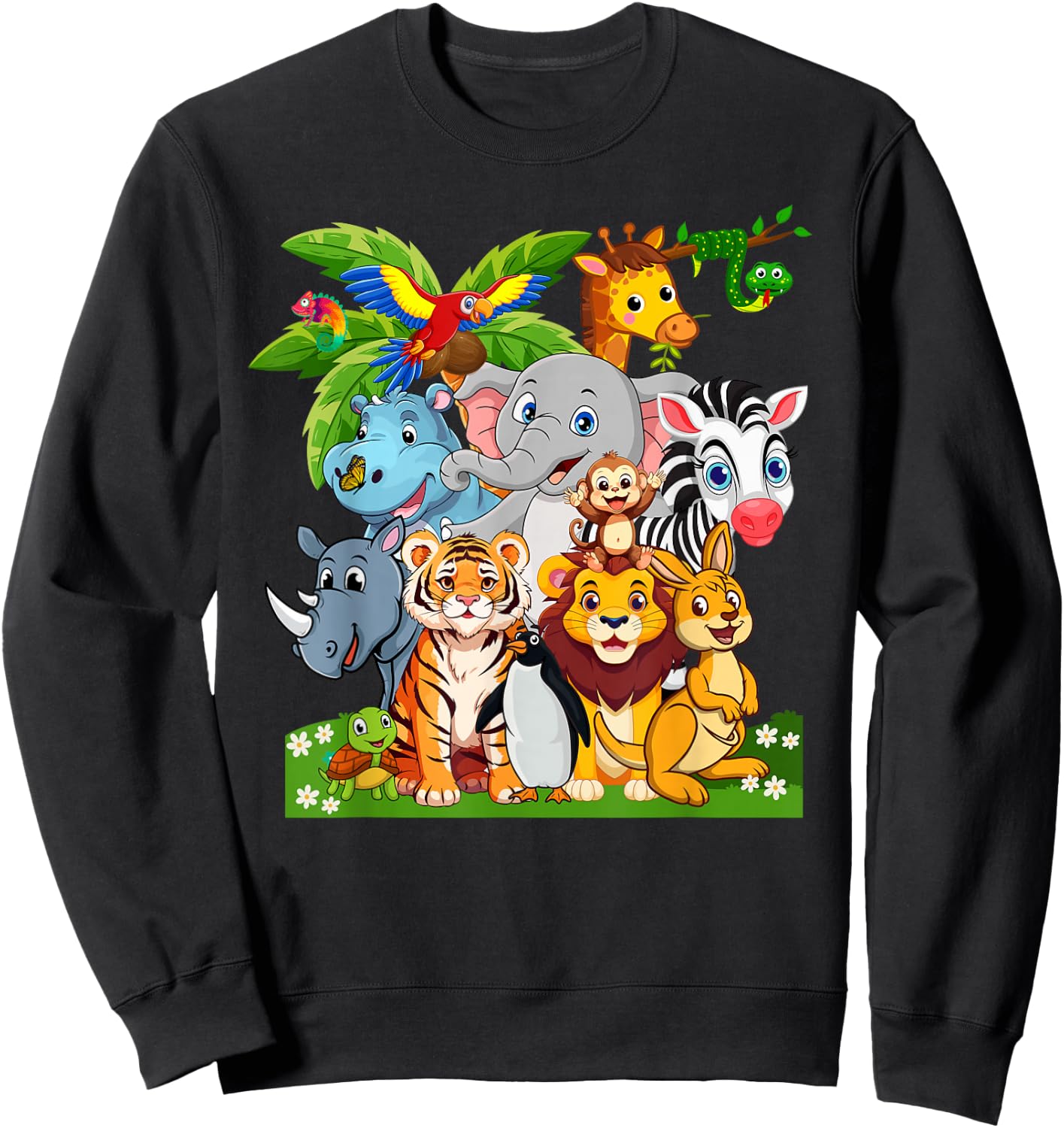 14 Animals Wildlife Birthday Party Safari Off To The Zoo Sweatshirt - Sweatshirt | Black