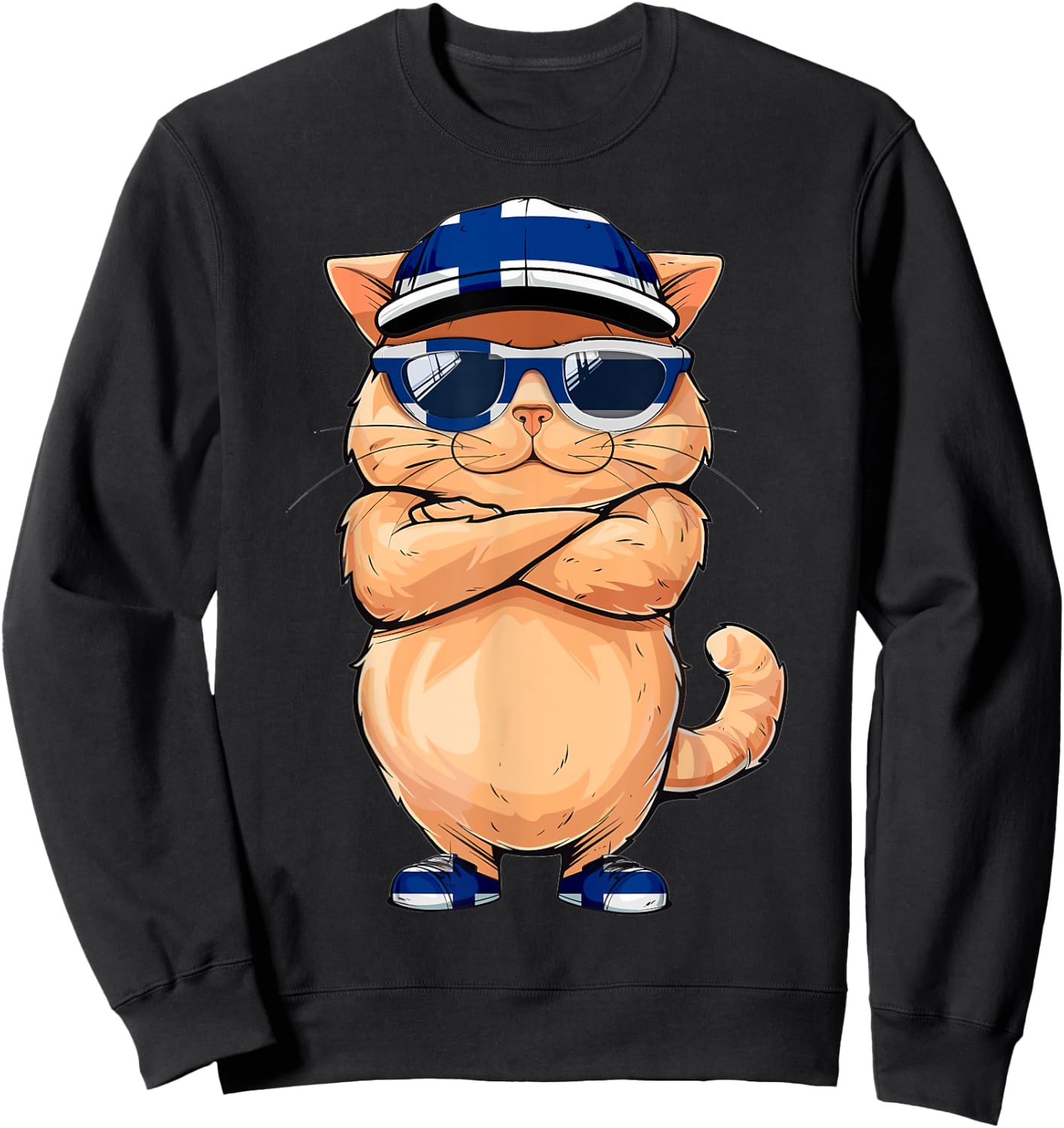 Finnish Flag Cat Mom Souvenirs Products Kitten Finland Sweatshirt - Sweatshirt | Black