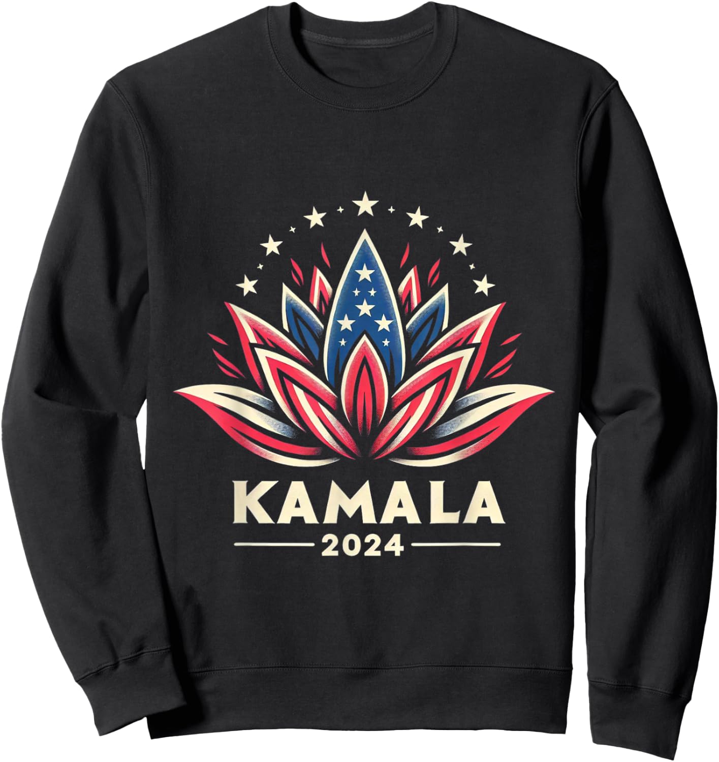Kamala Harris 2024 Presidential Campaign American Lotus Sweatshirt - Sweatshirt | Black