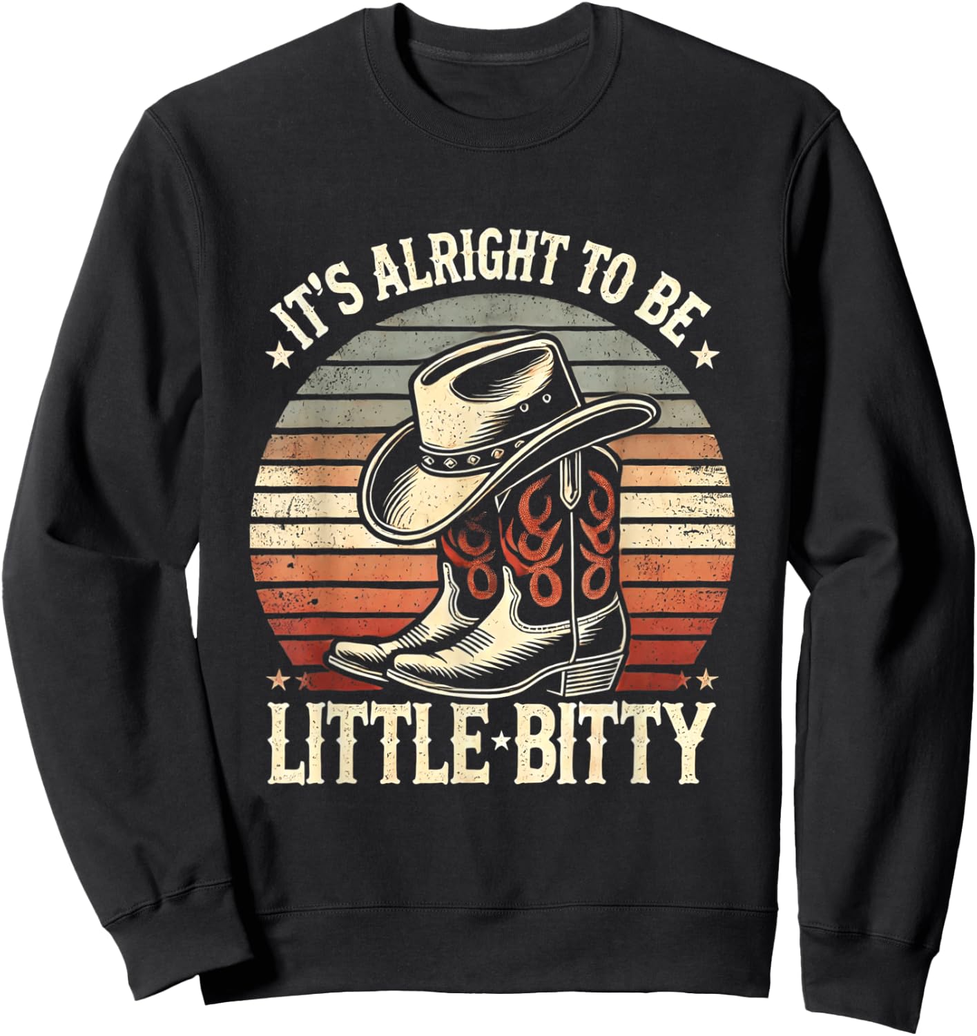 Retro It’s Alright To Be Little Bitty Country Music Toddler Sweatshirt - Sweatshirt | Black
