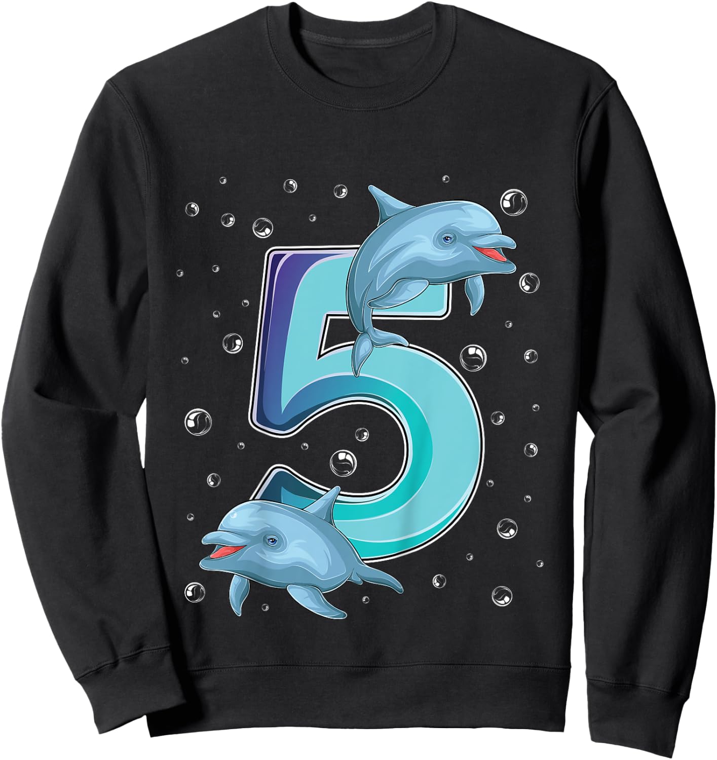 5 Year Old Dolphin 5th Birthday Girl Party Dolphin Lover Sweatshirt - Sweatshirt | Black