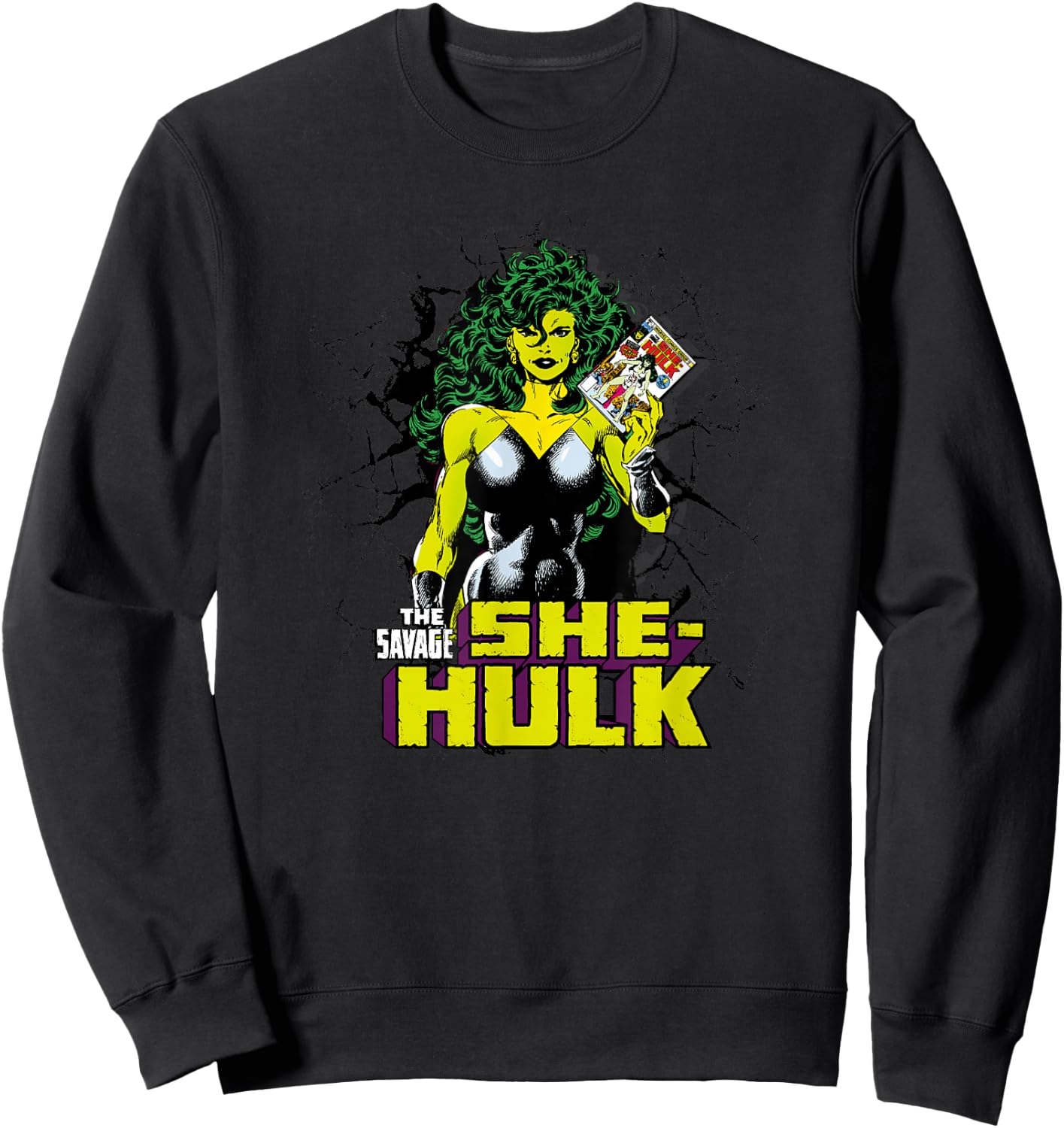 Marvel She-Hulk The Savage Vintage Comic Breakthrough Sweatshirt - Sweatshirt | Black