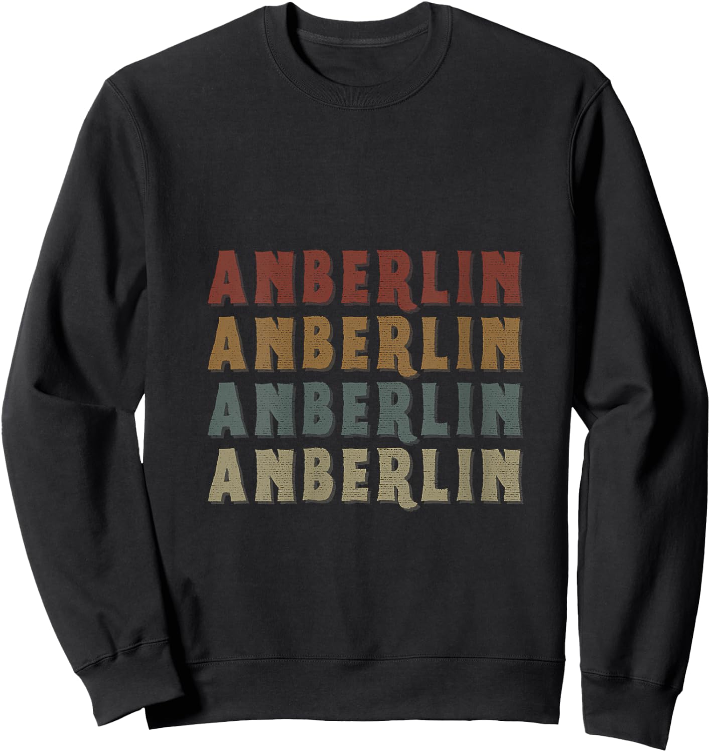Women's Vintage Cool Anberlin First Name Funny Love Heart Anberlin V-Neck Sweatshirt - Sweatshirt | Black
