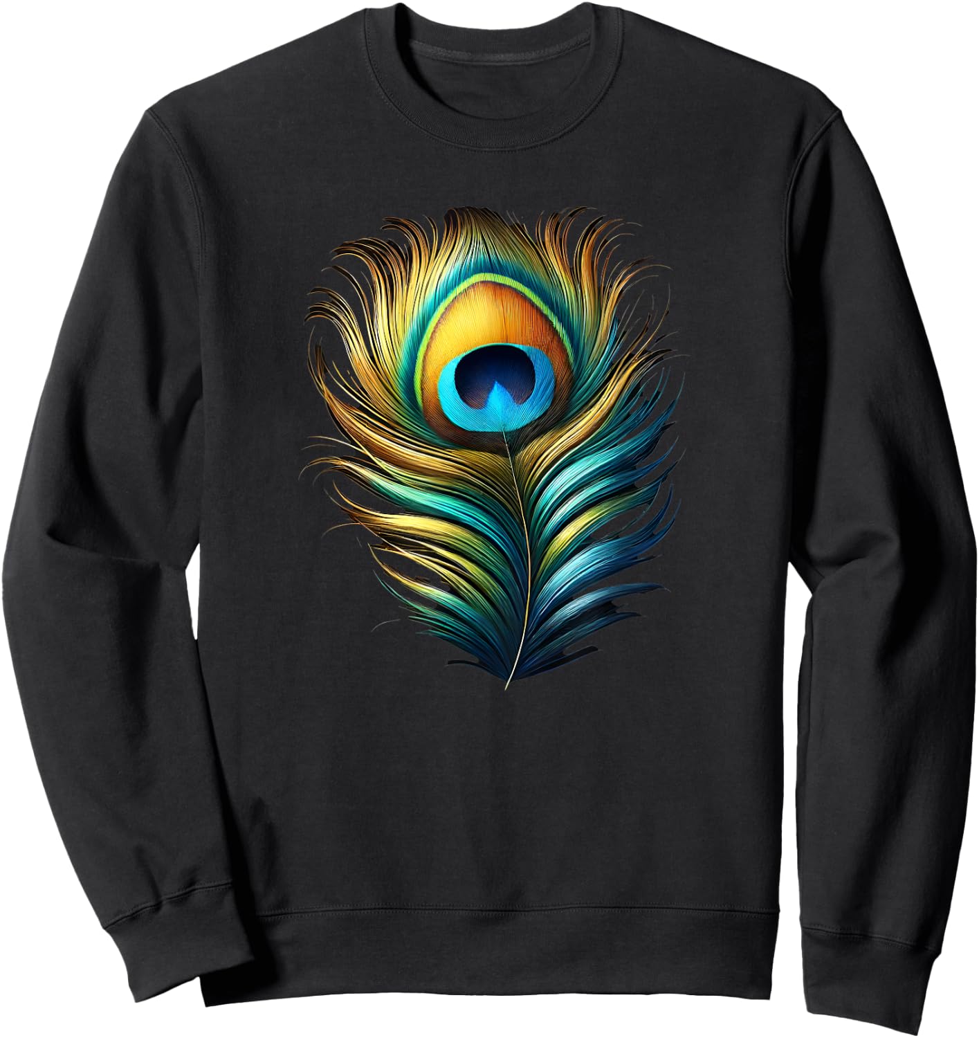 Peacock Feather Peafowl Sweatshirt - Sweatshirt | Black