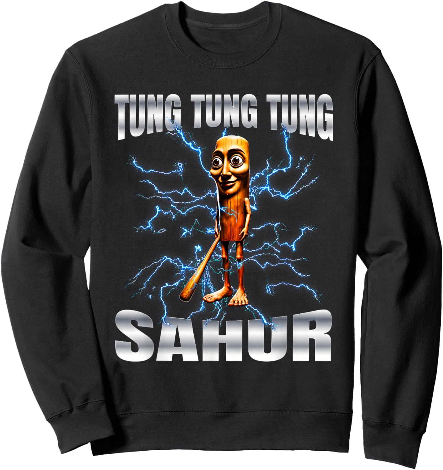 Tung Tung Tung Sahur is Calling Funny Italian Brainrot Meme Sweatshirt - Sweatshirt | Black