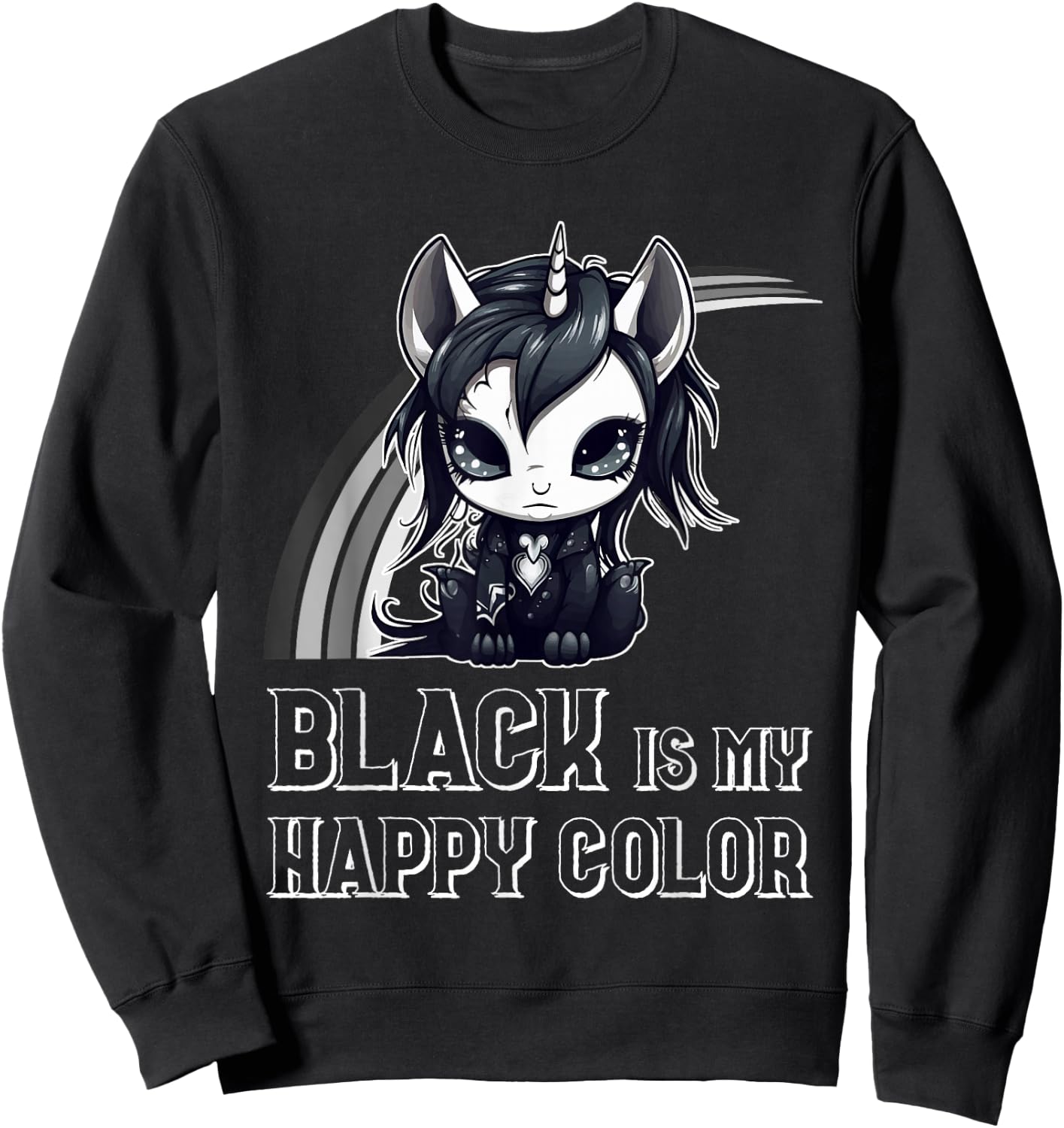 Black is My Happy Color Goth Girl Emo Gothic Unicorn Sweatshirt - Sweatshirt | Black