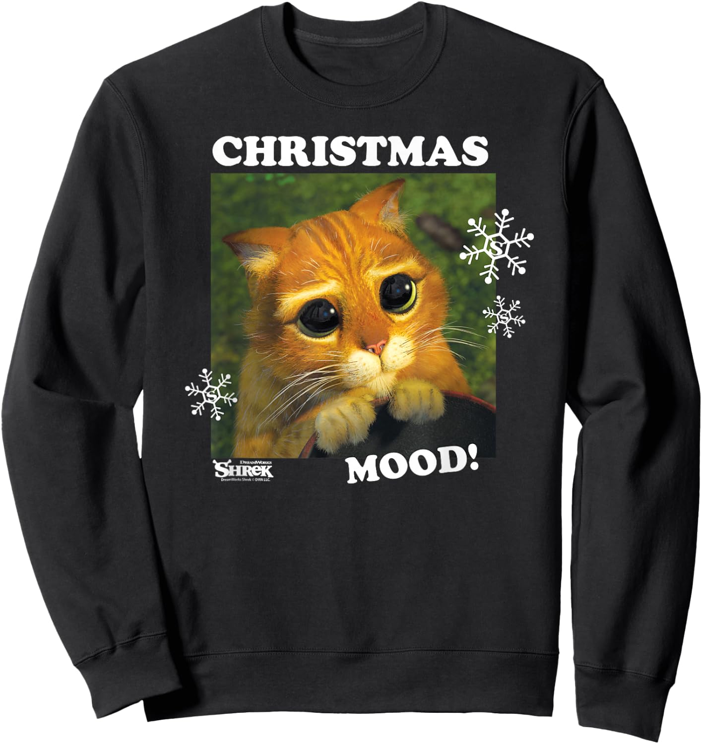 Shrek Christmas Mood Puss In Boots Sweatshirt - Sweatshirt | Black