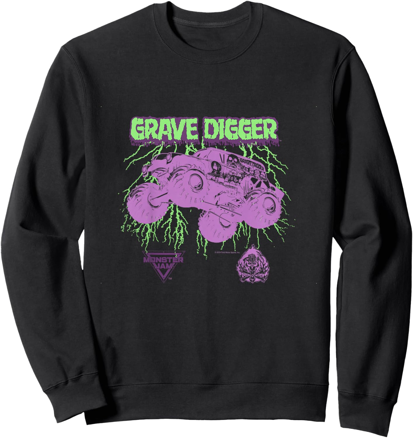 Monster Jam Kids Grave Digger Lightning Sweatshirt - Sweatshirt | Black