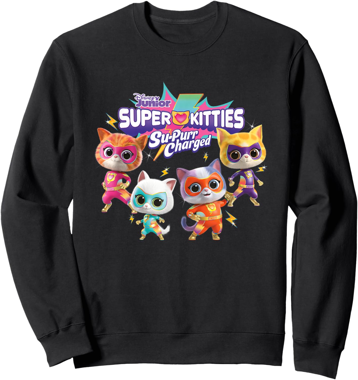 Disney SuperKitties: Su-Purr Charged Heroic Group Shot Sweatshirt - Sweatshirt | Black