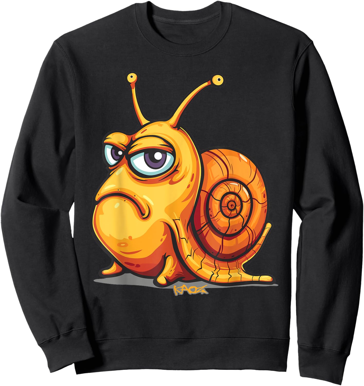 Funny evil grimace, cartoon snail with bad mood Sweatshirt - Sweatshirt | Black