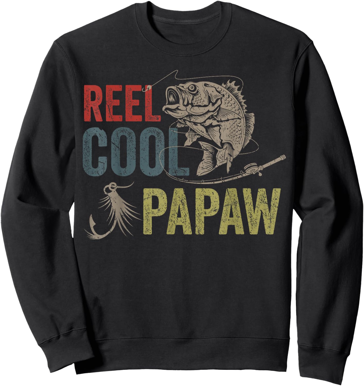 Reel Cool Papaw Fishing Father's Day Gift Sweatshirt - Sweatshirt | Black